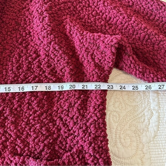 Super cozy crimson red fuzzy open front cardigan with pockets size XL - Picture 4 of 9